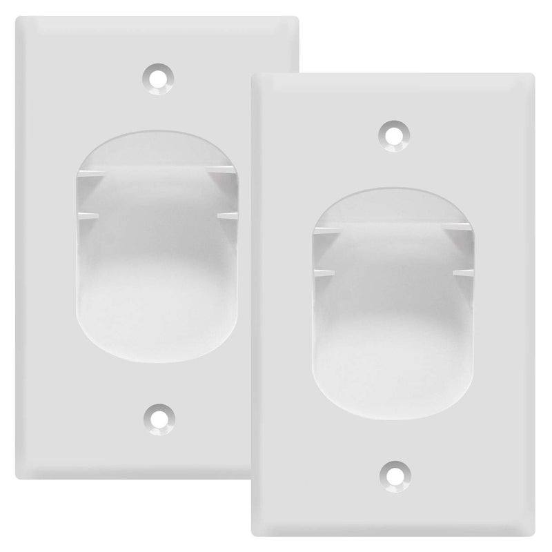 TOPGREENER Recessed Low Voltage Cable Wall Plate for Home Theaters, Size 1-Gang 4.50" x 2.75", Polycarbonate Thermoplastic, TG8881-2PCS, White (2 Pack) - Image 1
